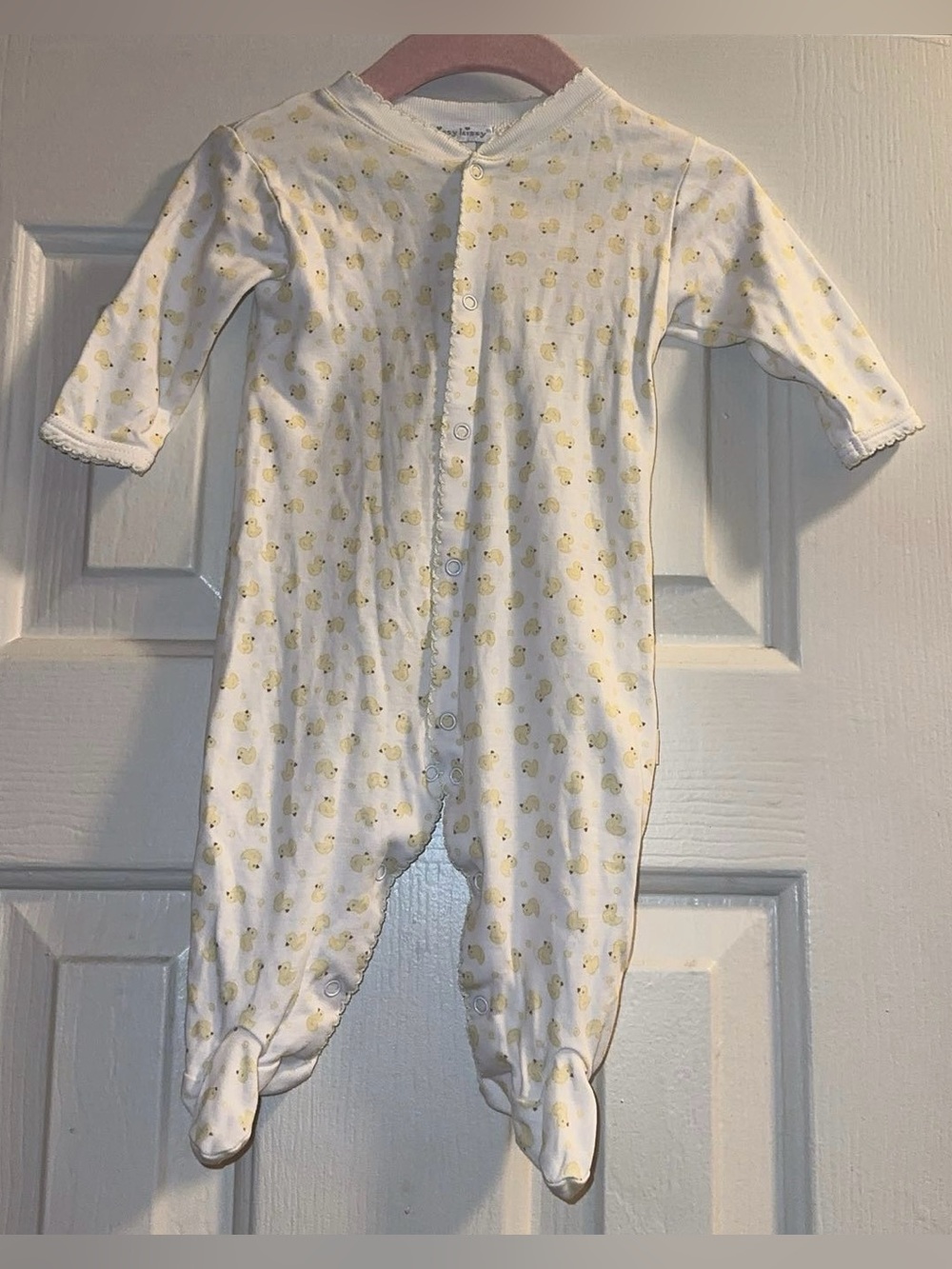 Kissy Kissy White Pima Cotton Snap Footed One-Piece with Chick Pattern